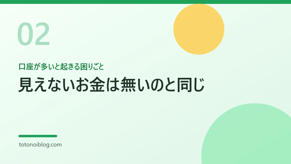 口座が多いと起きる困りごとを説明するセクション見出し画像