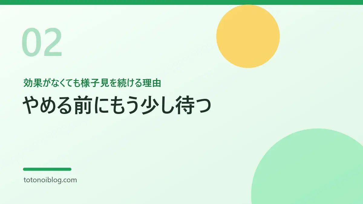 効果がなくても様子見を続ける理由を説明するセクション見出し画像