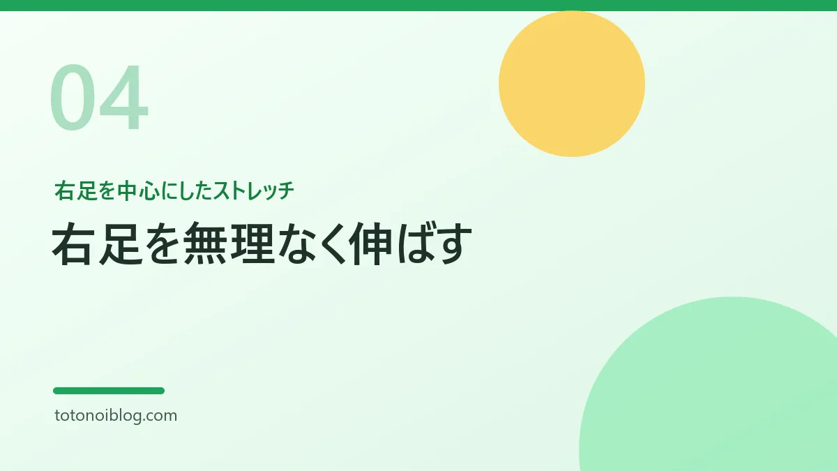 右足を中心にしたストレッチを説明するセクション見出し画像