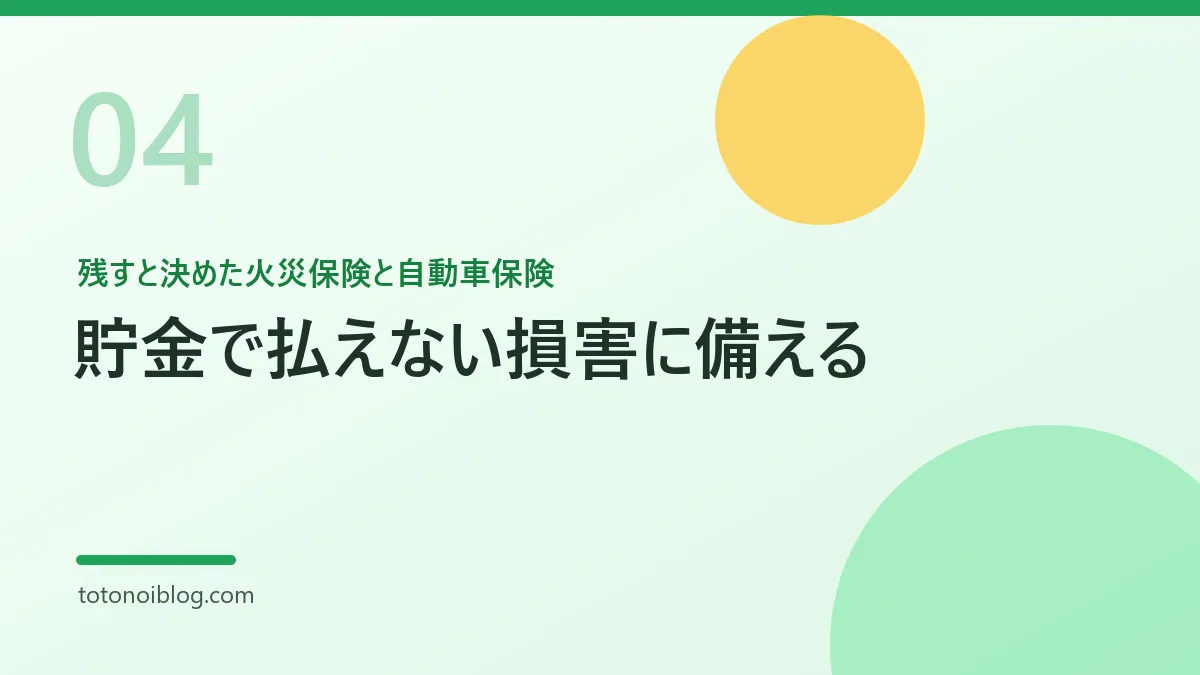 残すと決めた火災保険と自動車保険を説明するセクション見出し画像